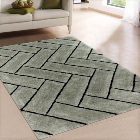 Modern Sliver Geometric Hall Mat